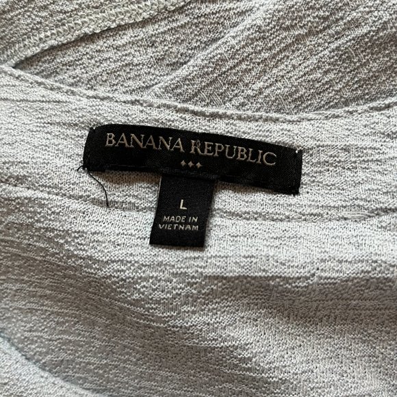 Long Sleeve Gray Wide Neck Banana Republic Blouse Size Large Textured Fabric - Picture 5 of 8